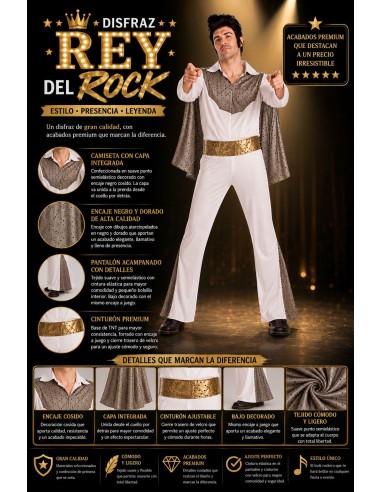 Costume del Re del Rock Taglia L | Costumi per Adulti Il Re del Carnevale